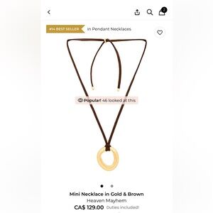 Heaven Mayhem Gold and Brown Pendant Necklace